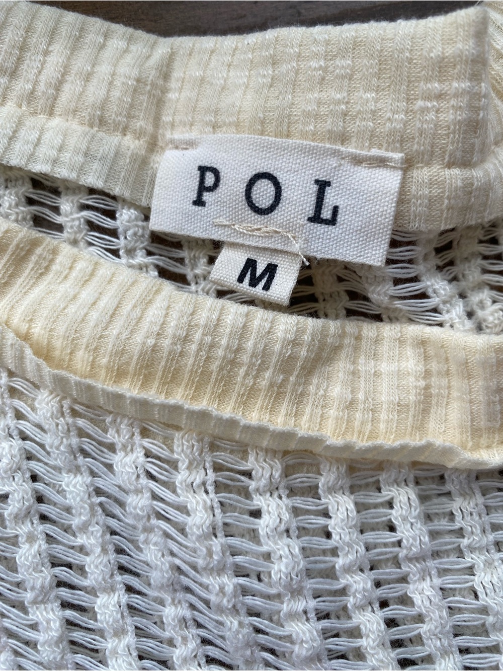 POL Cream Crochet Short Sleeve Tee with Floral Panel - Picture 2 of 7